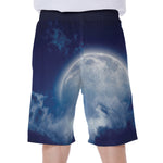 Night Sky Full Moon Print Men's Beach Shorts