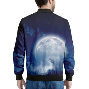 Night Sky Full Moon Print Men's Bomber Jacket