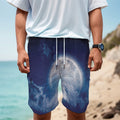 Night Sky Full Moon Print Men's Cargo Shorts