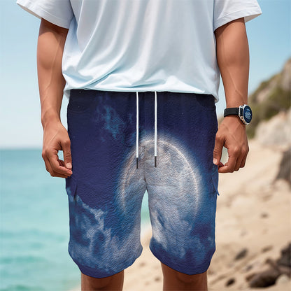 Night Sky Full Moon Print Men's Cargo Shorts