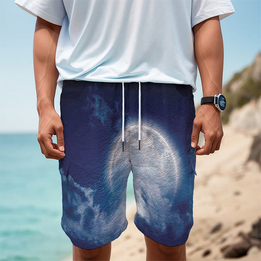 Night Sky Full Moon Print Men's Cargo Shorts