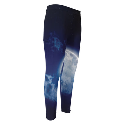 Night Sky Full Moon Print Men's Compression Pants
