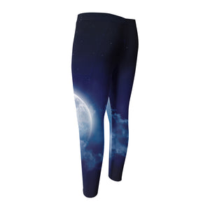 Night Sky Full Moon Print Men's Compression Pants