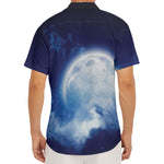 Night Sky Full Moon Print Men's Deep V-Neck Shirt
