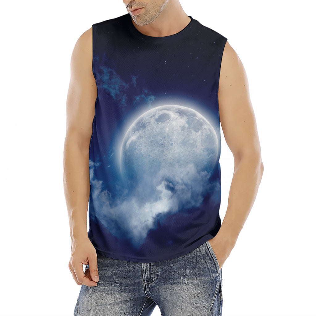 Night Sky Full Moon Print Men's Fitness Tank Top