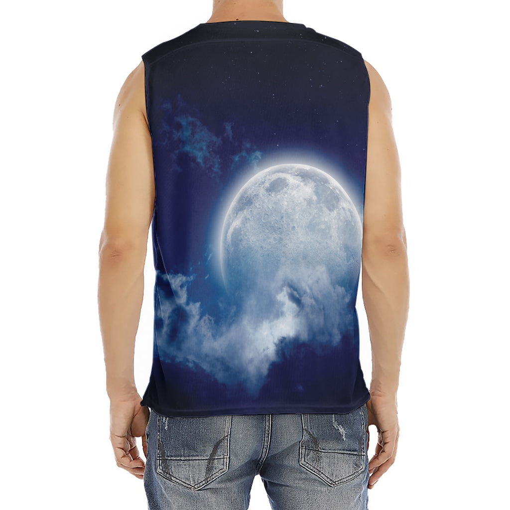 Night Sky Full Moon Print Men's Fitness Tank Top