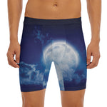 Night Sky Full Moon Print Men's Long Boxer Briefs