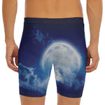 Night Sky Full Moon Print Men's Long Boxer Briefs