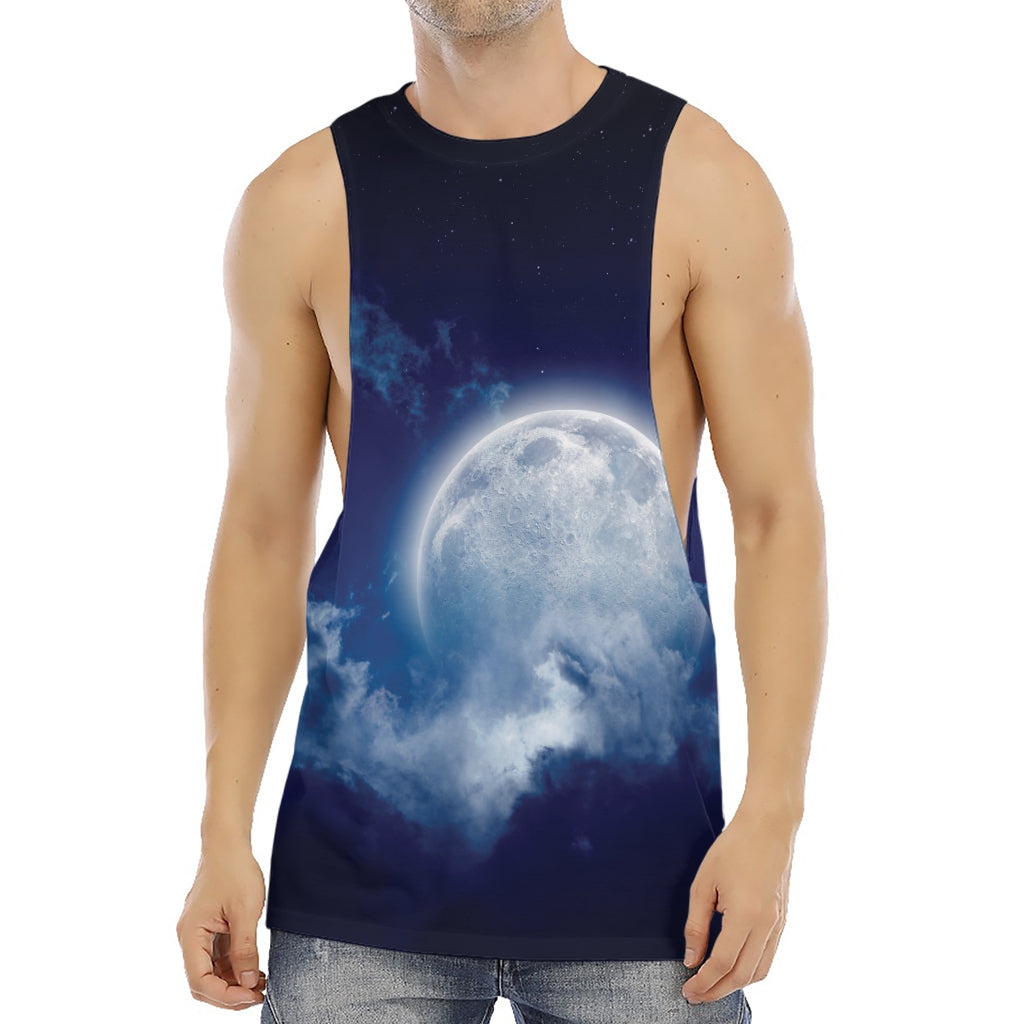 Night Sky Full Moon Print Men's Muscle Tank Top