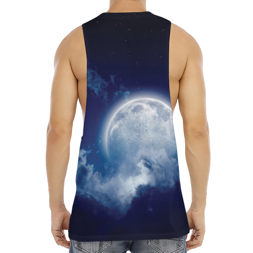 Night Sky Full Moon Print Men's Muscle Tank Top
