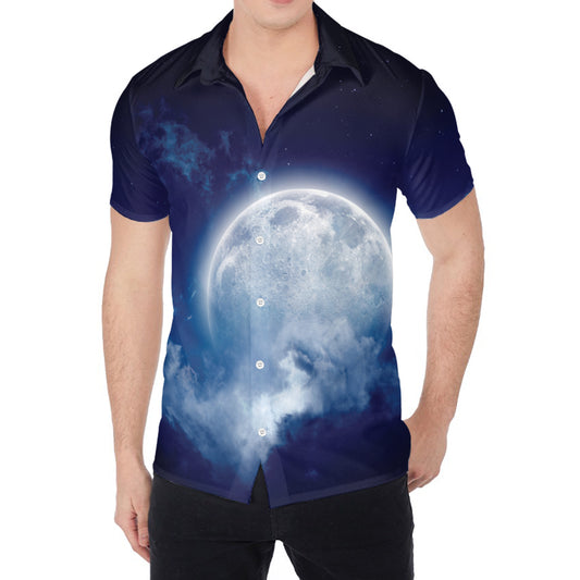 Night Sky Full Moon Print Men's Shirt