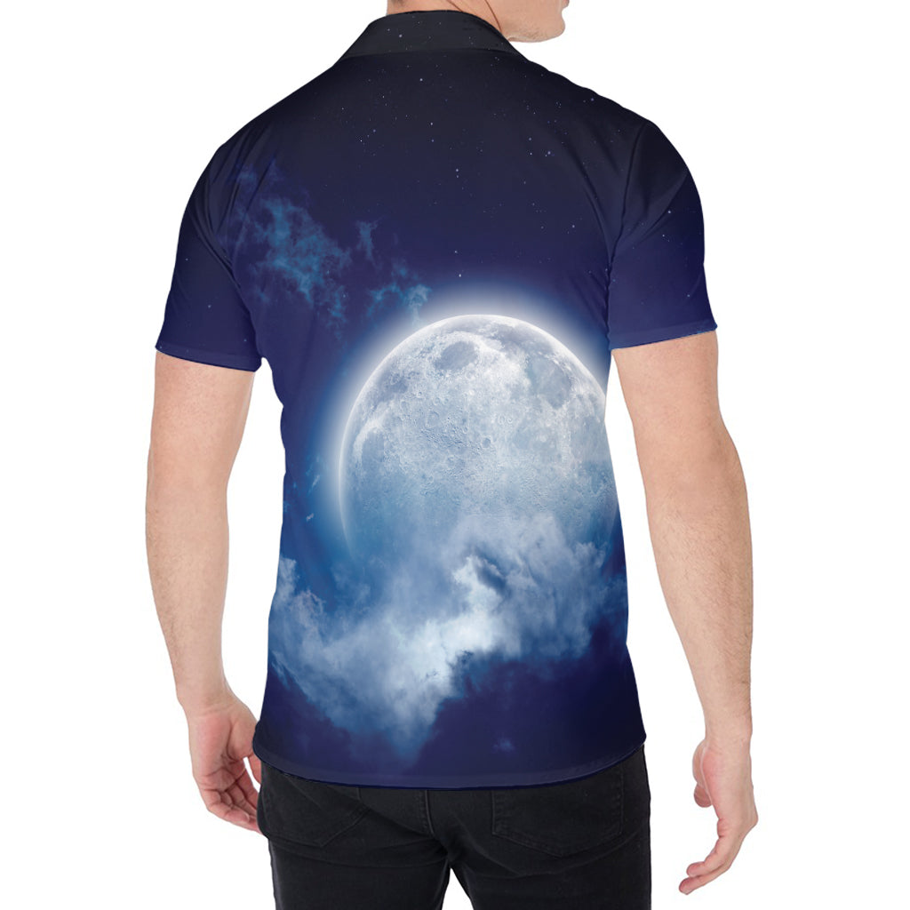 Night Sky Full Moon Print Men's Shirt