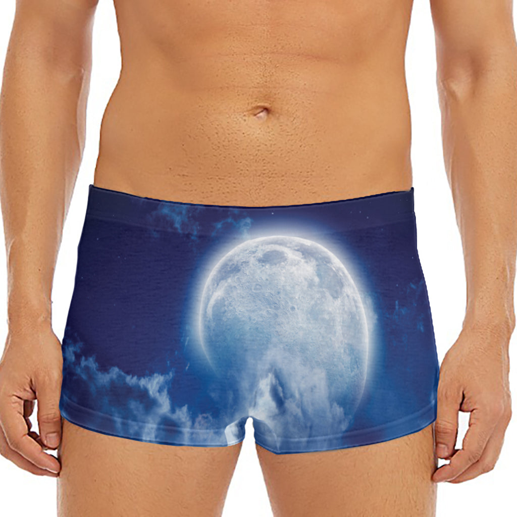 Night Sky Full Moon Print Men's Short Boxer Briefs