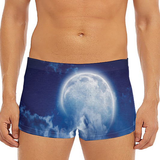 Night Sky Full Moon Print Men's Short Boxer Briefs