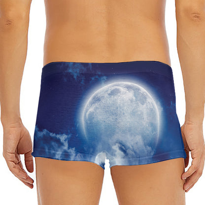 Night Sky Full Moon Print Men's Short Boxer Briefs