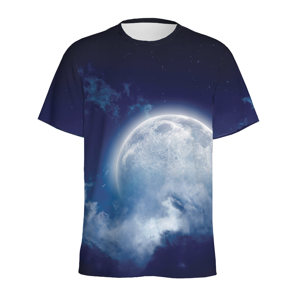 Night Sky Full Moon Print Men's Sports T-Shirt
