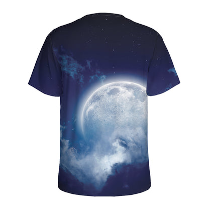 Night Sky Full Moon Print Men's Sports T-Shirt