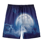 Night Sky Full Moon Print Men's Swim Trunks