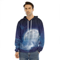 Night Sky Full Moon Print Men's Velvet Pullover Hoodie