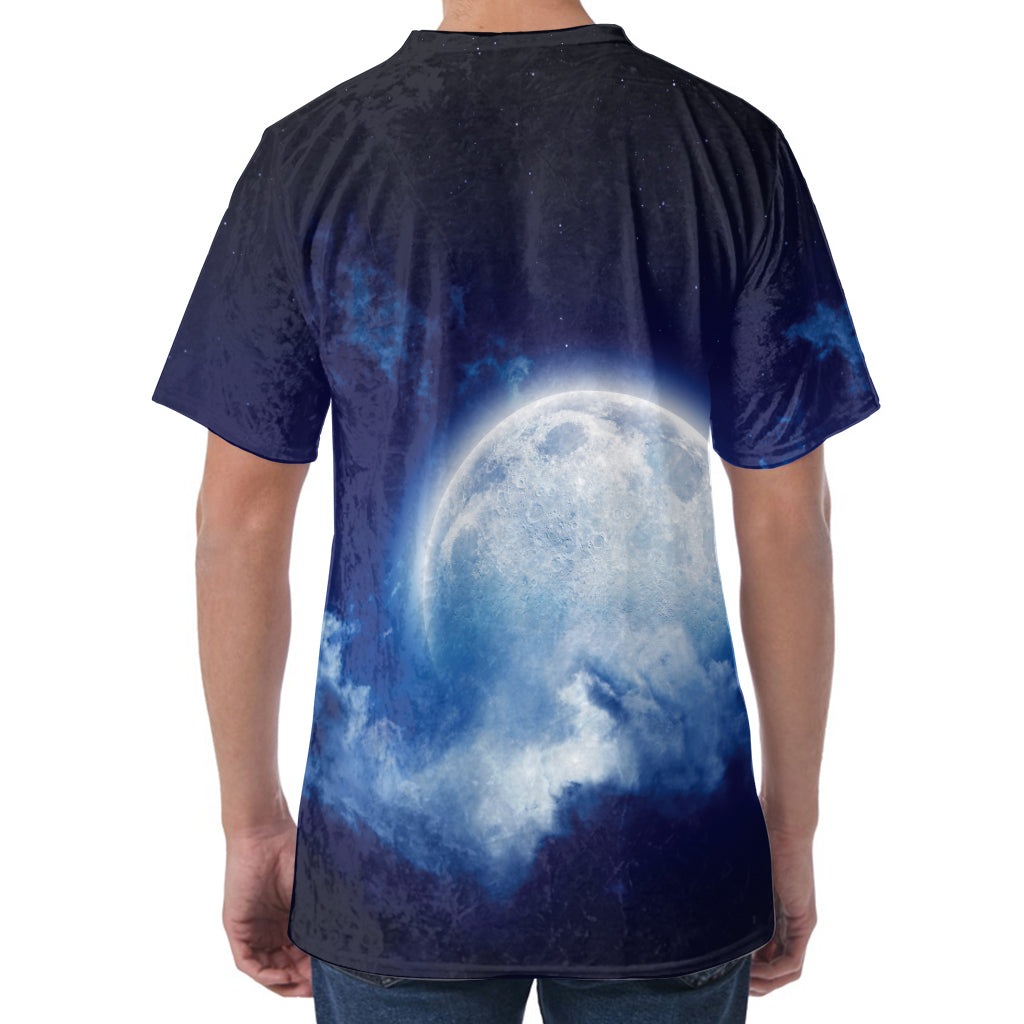 Night Sky Full Moon Print Men's Velvet T-Shirt