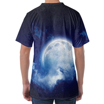 Night Sky Full Moon Print Men's Velvet T-Shirt