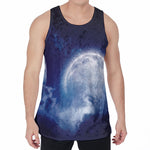 Night Sky Full Moon Print Men's Velvet Tank Top