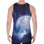 Night Sky Full Moon Print Men's Velvet Tank Top