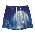 Night Sky Full Moon Print Mesh Shorts