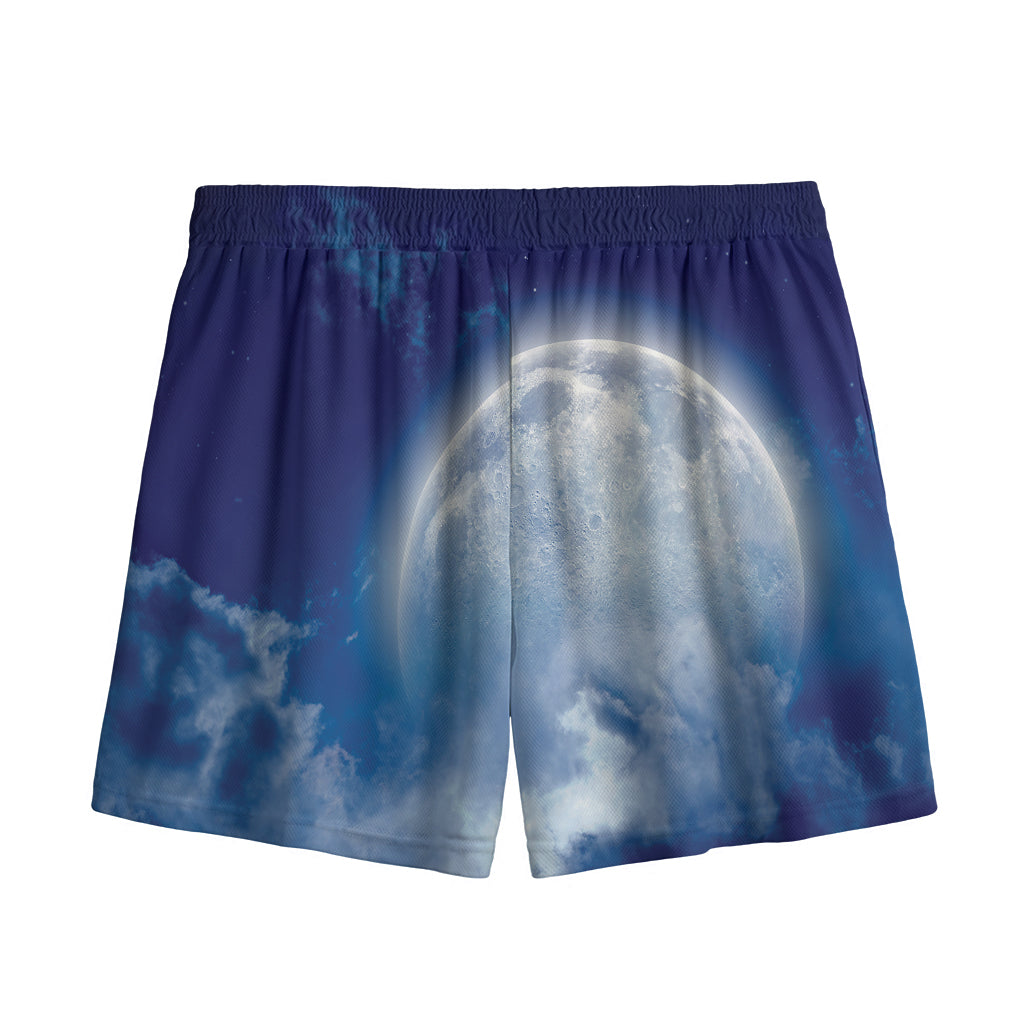 Night Sky Full Moon Print Mesh Shorts