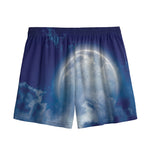 Night Sky Full Moon Print Mesh Shorts