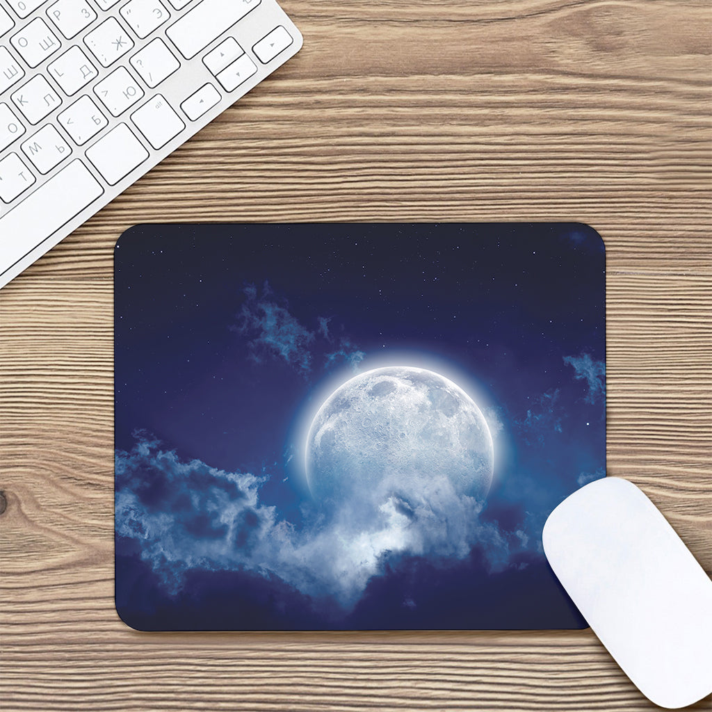 Night Sky Full Moon Print Mouse Pad