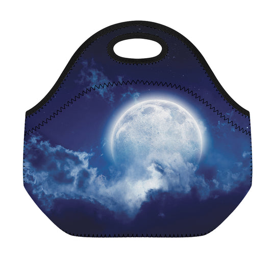 Night Sky Full Moon Print Neoprene Lunch Bag