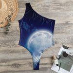 Night Sky Full Moon Print One Shoulder Bodysuit