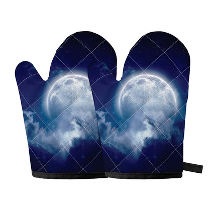 Night Sky Full Moon Print Oven Mitts