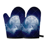 Night Sky Full Moon Print Oven Mitts