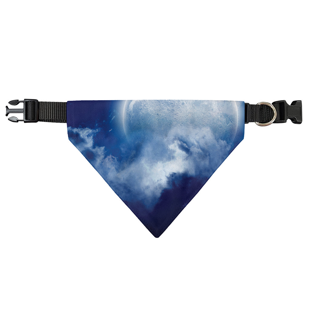 Night Sky Full Moon Print Over The Collar Dog Bandana