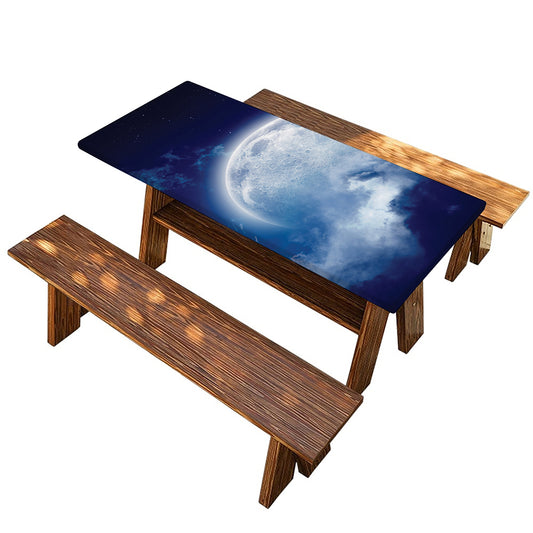 Night Sky Full Moon Print Picnic Table Cover