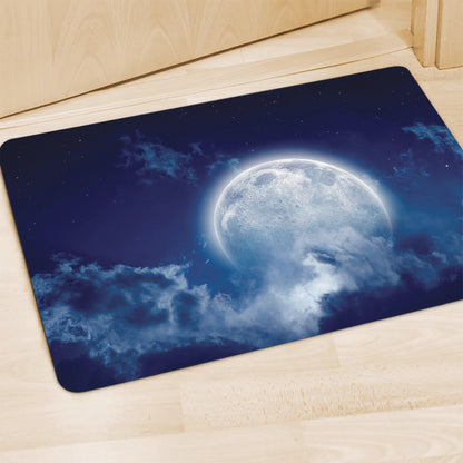 Night Sky Full Moon Print Polyester Doormat