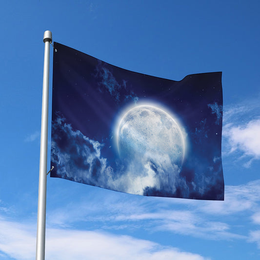 Night Sky Full Moon Print Polyester Flag