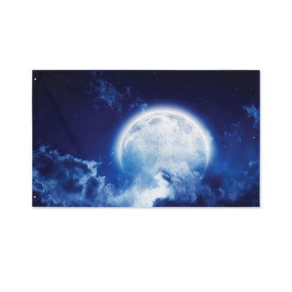 Night Sky Full Moon Print Polyester Flag