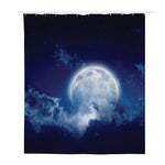 Night Sky Full Moon Print Polyester Shower Curtain