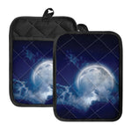 Night Sky Full Moon Print Pot Holders With Pocket