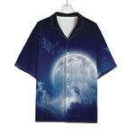 Night Sky Full Moon Print Rayon Hawaiian Shirt