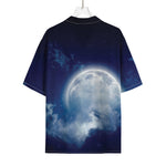 Night Sky Full Moon Print Rayon Hawaiian Shirt