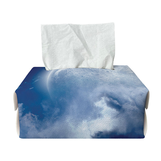 Night Sky Full Moon Print Rectangle Tissue Box Cover