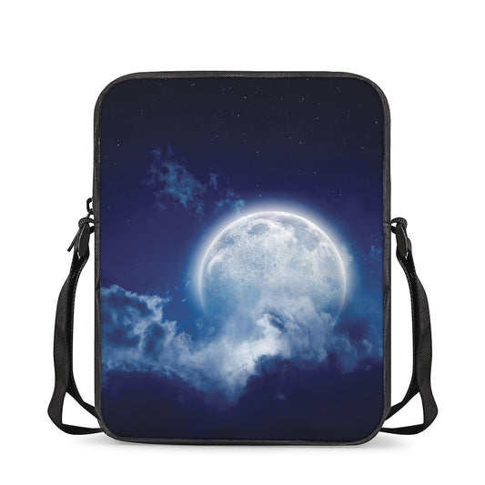 Night Sky Full Moon Print Rectangular Crossbody Bag