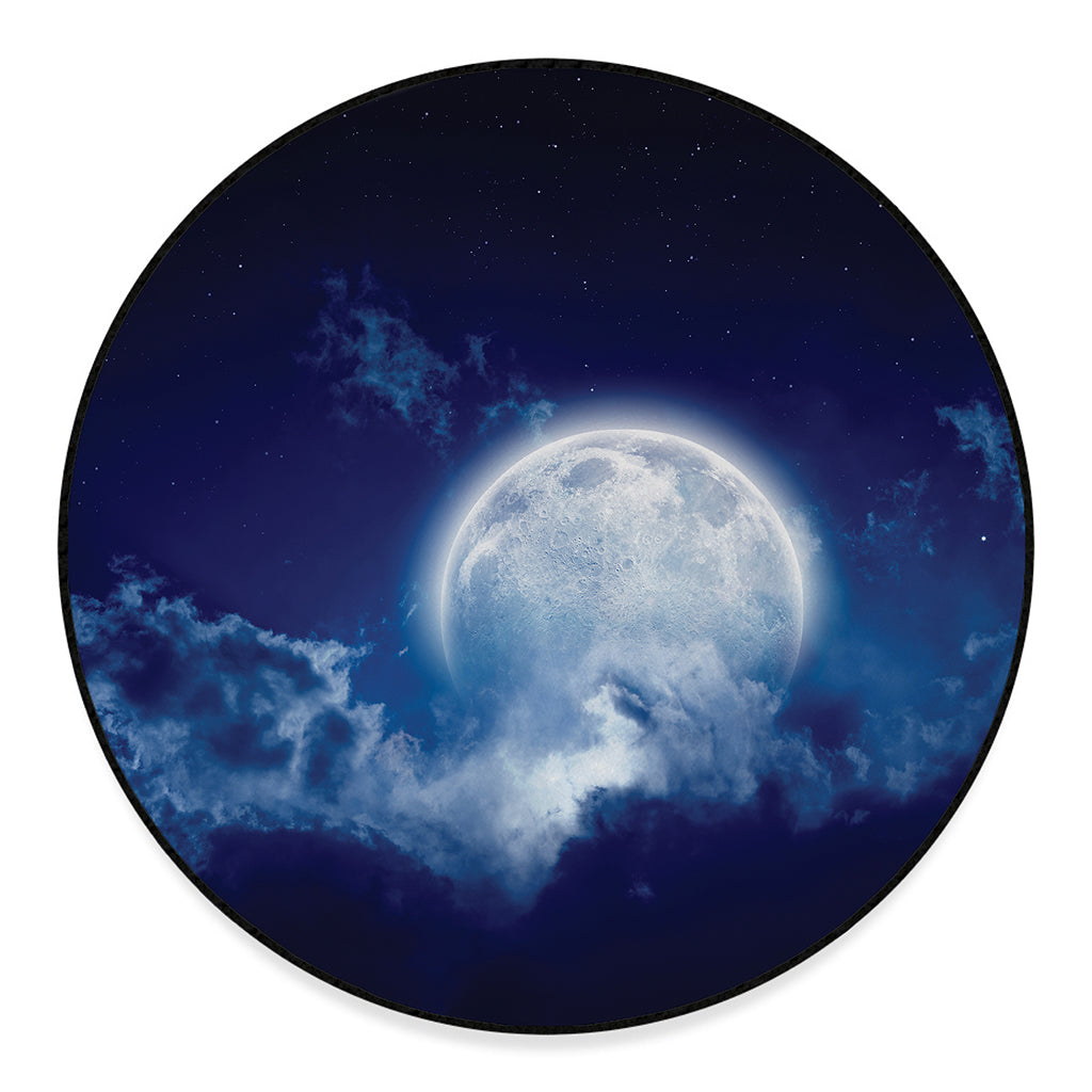 Night Sky Full Moon Print Round Floor Mat
