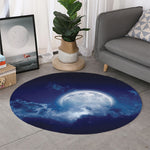Night Sky Full Moon Print Round Rug
