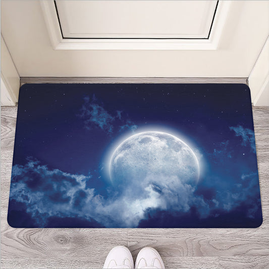 Night Sky Full Moon Print Rubber Doormat