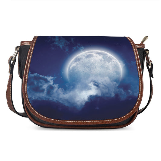 Night Sky Full Moon Print Saddle Bag